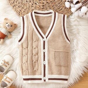 Cozy Tan and Brown Knit Vest